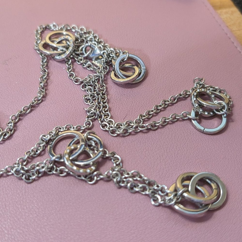 Long silver necklace
